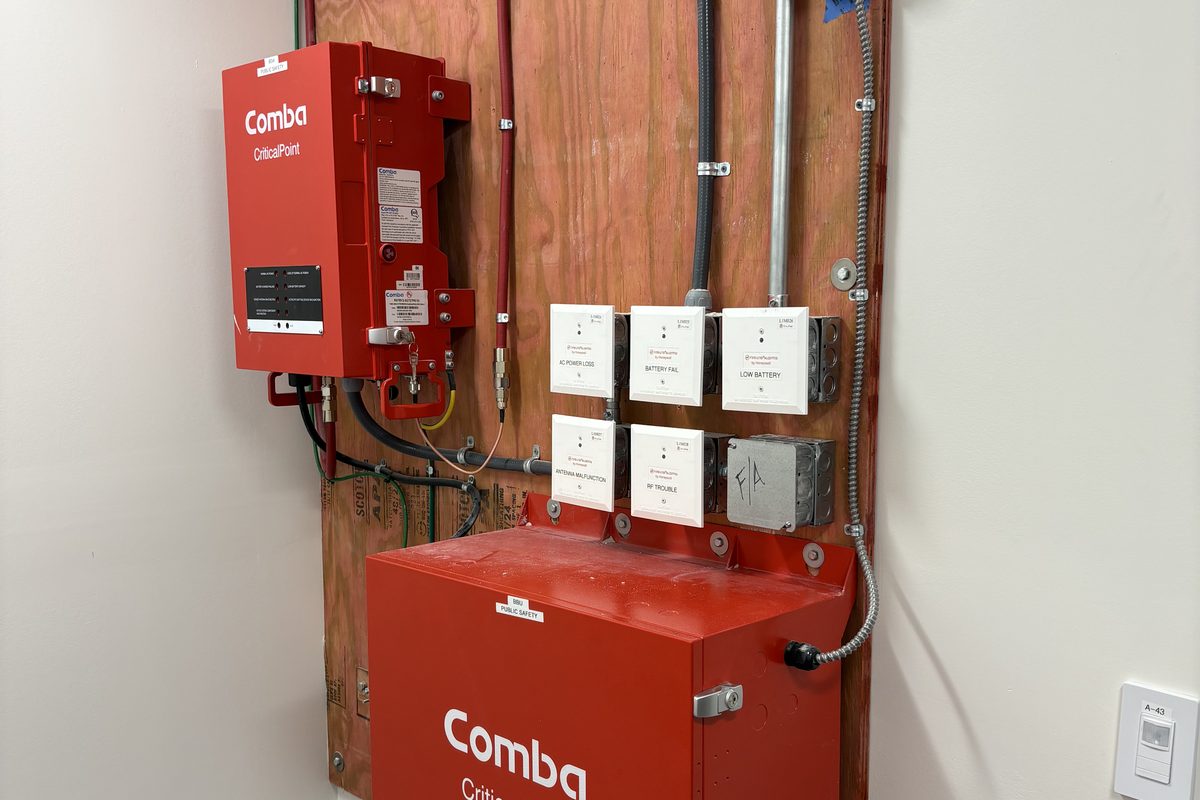 Comba CriticalPoint public safety BDA and battery backup unit installed at a fire station
